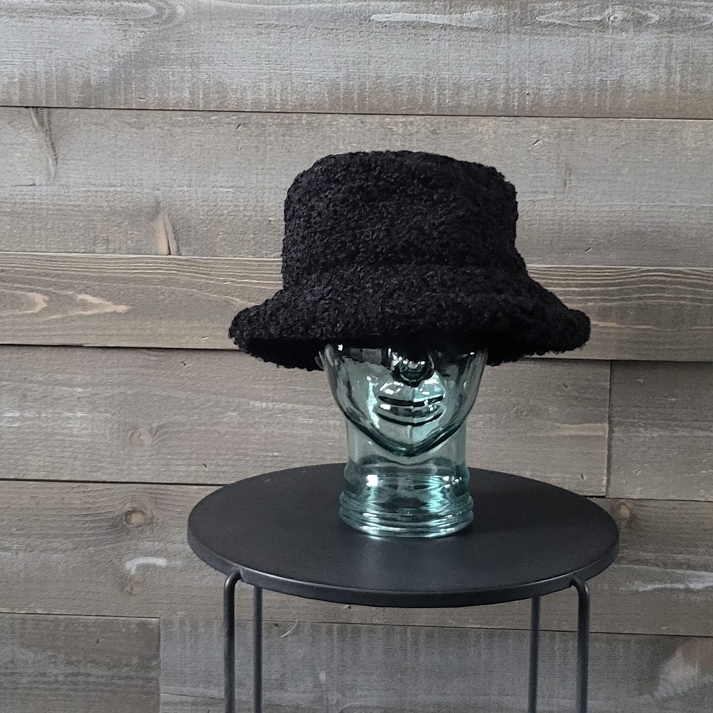 Black Textured Bucket Hat